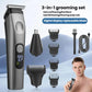 Electric grooming clipper set with multiple attachment heads and blade comb guides