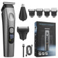 Multi-function electric hair trimmer grooming kit with clipper, nose trimmer, guards, cord
