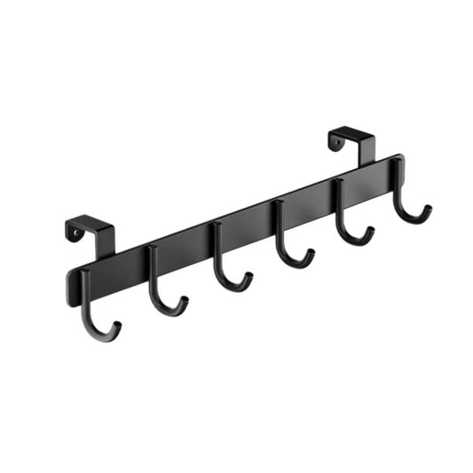 Over-the-Door Stainless Steel Hook Rack No Drill Multi-Hooks for Cabinet/Closet Door, Single Black, Single White, Double Black, Double White