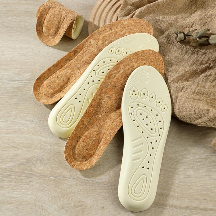 Cork arch support insoles showing cork tops and white underside with grip dots