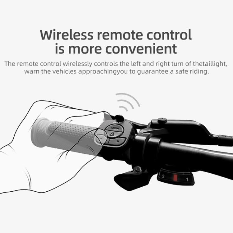 Smart Remote-Controlled Cycling Laser Tail Light Bicycle Turn Signal LED Warning Light, MEILAN X5
