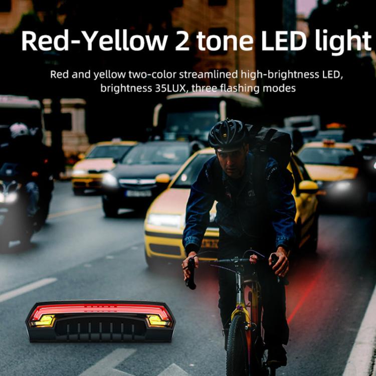 Smart Remote-Controlled Cycling Laser Tail Light Bicycle Turn Signal LED Warning Light, MEILAN X5