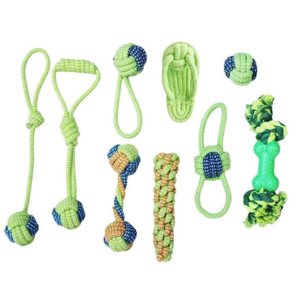 Dog Chew Rope For Teeth Grinding & Interactive Play Pet Cotton Rope Toy, 9pcs /Set