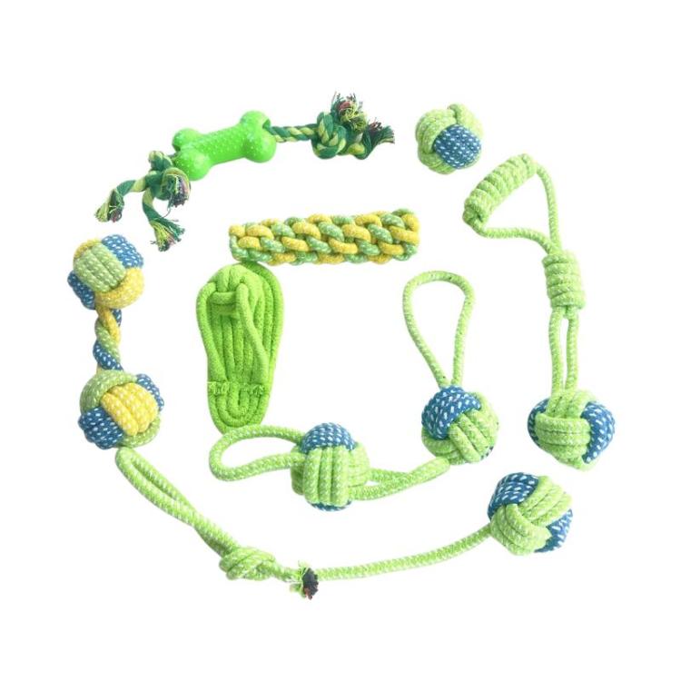 Dog Chew Rope For Teeth Grinding & Interactive Play Pet Cotton Rope Toy, 9pcs /Set