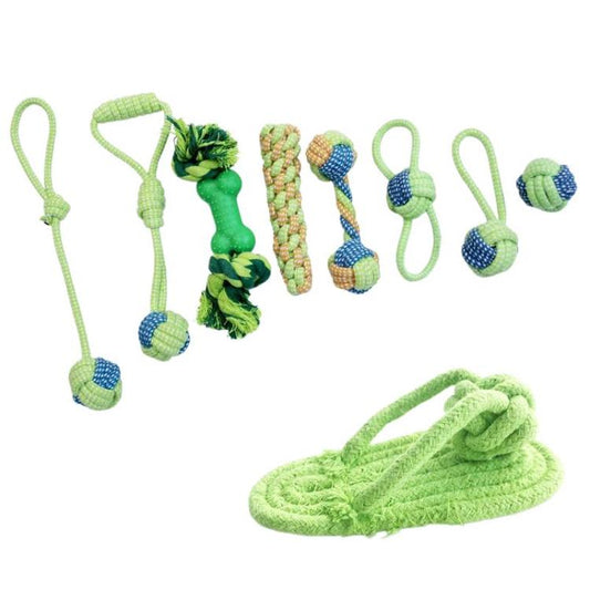 Dog Chew Rope For Teeth Grinding & Interactive Play Pet Cotton Rope Toy, 9pcs /Set