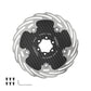 Six-bolt carbon fiber brake disc, dark weave rotor with silver mounting hardware positions