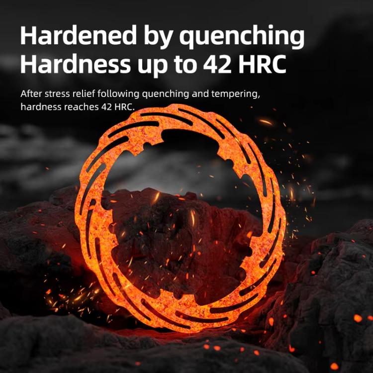 Brake disc hardness treatment graphic with glowing orange edge effect over dark surface