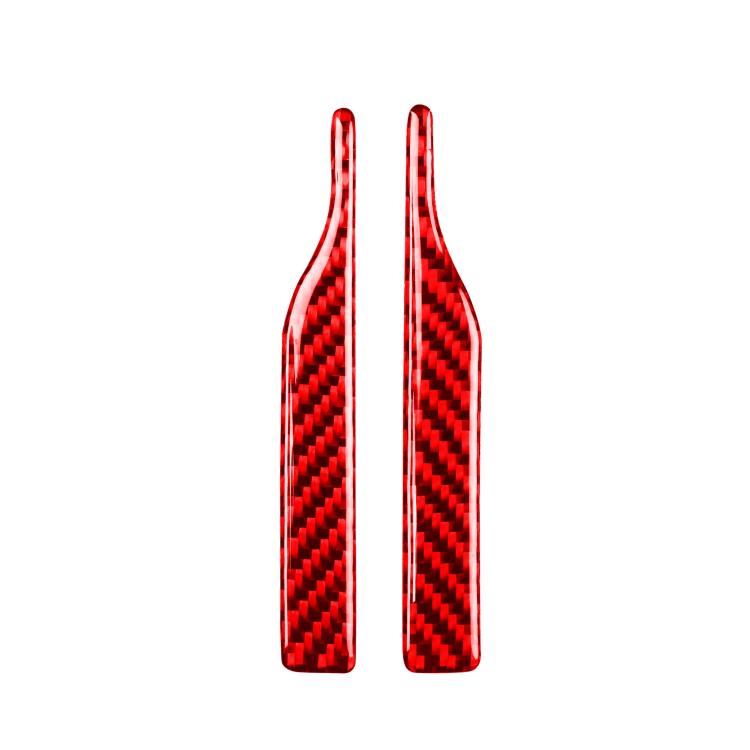 Rearview mirror protective sticker pair, red carbon-fiber pattern, curved strips