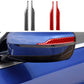 Rearview mirror protective sticker set with red carbon-fiber strip, curved