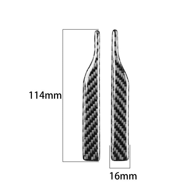 Black carbon-fiber rearview mirror protective sticker pair, 114mm x 16mm