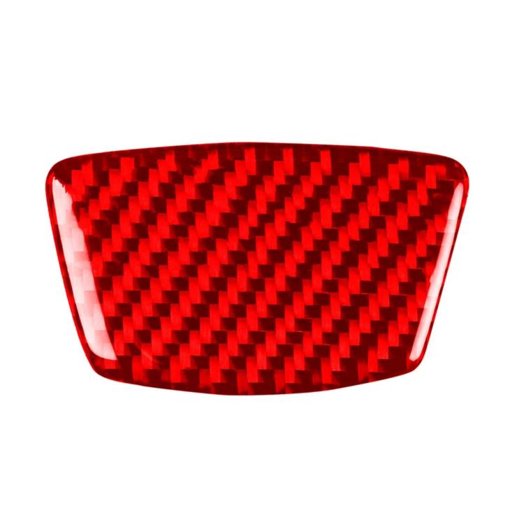Red carbon-fiber door pillar sticker, curved rectangular shape, glossy finish