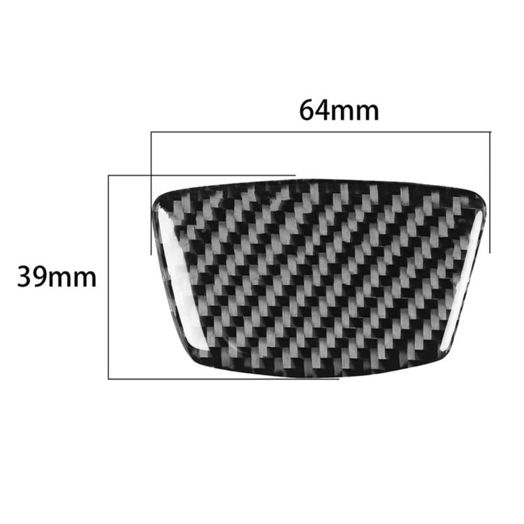 Black carbon-fiber door pillar sticker, 64mm x 39mm size, curved rectangular