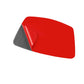 Red carbon-fiber door pillar sticker with adhesive backing, curved rectangular shape