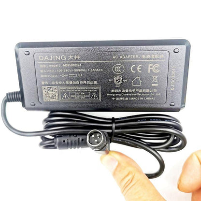 DAJING ADP-60D24 Label Printer Power Adapter 24V 2.5A, 3 Pin, 5.5x2.5mm