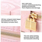 Pink organizer pouch details: gold zipper, sturdy lock, close stitching, textured velvet.