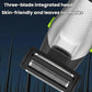 Electric hair clipper cutting head with three-blade design and fine perforated grille