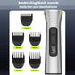 Electric hair clipper with adjustable comb guards showing trimming lengths