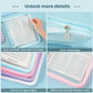 Clear PVC zipper pouch with flower-shaped zipper pull and glossy inner pages