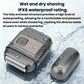 Gray electric shaver with foil head, shown wet with water droplets