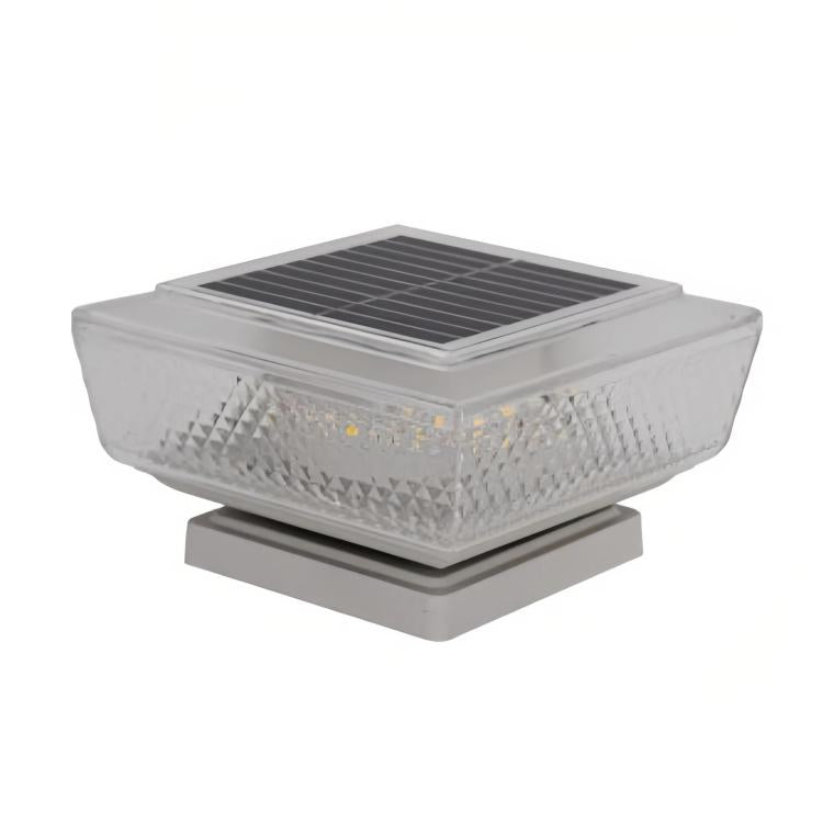 Waterproof Solar-Powered LED Pillar Light For Outdoor Courtyard Lighting, Mesh Warm Light, Striped Warm Light, Striped White Light, Mesh White Light