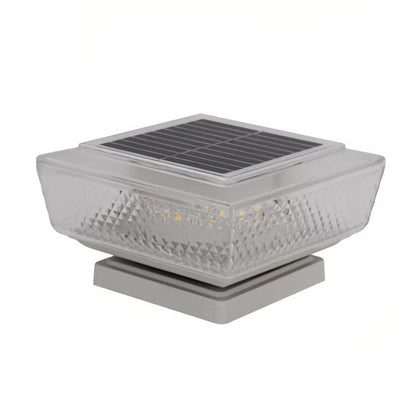 Waterproof Solar-Powered LED Pillar Light For Outdoor Courtyard Lighting, Mesh Warm Light, Striped Warm Light, Striped White Light, Mesh White Light