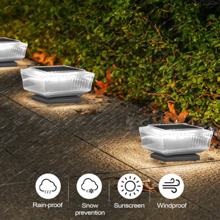 Waterproof Solar-Powered LED Pillar Light For Outdoor Courtyard Lighting, Mesh Warm Light, Striped Warm Light, Striped White Light, Mesh White Light