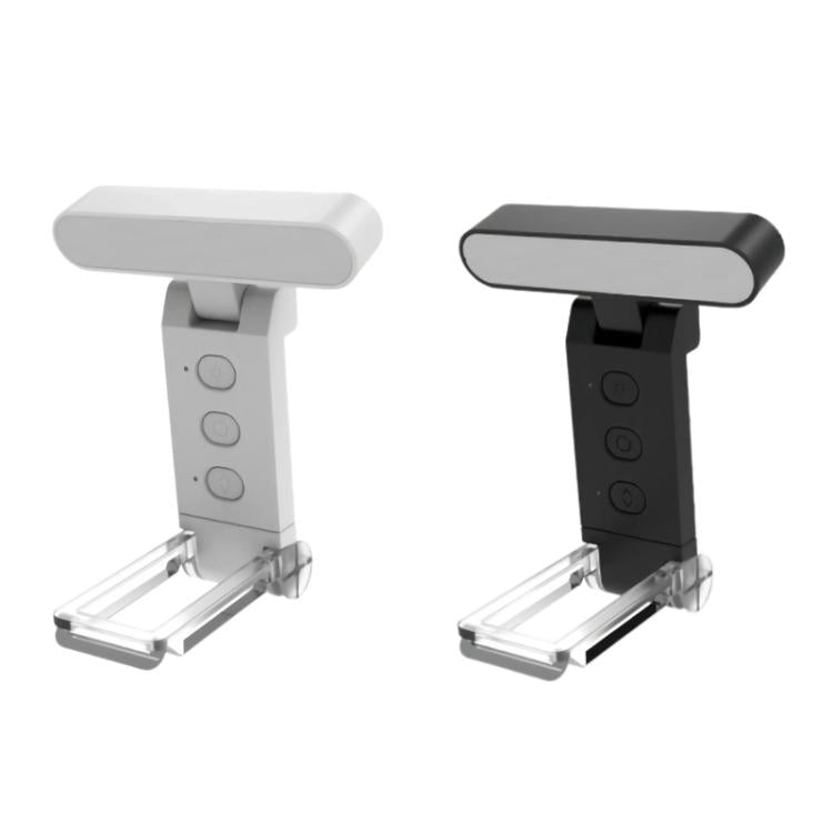 White and black clip reading lamps with LED folding bookmark, adjustable head and base.