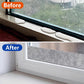 Gray felt anti-condensation strip across a window sill against condensation