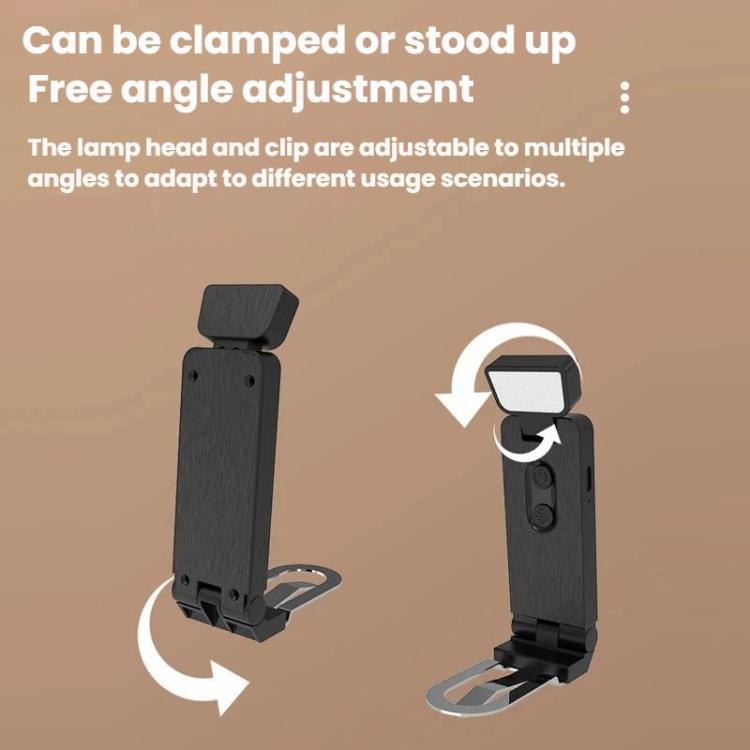 Black clip-on LED mini bookmark lamp with adjustable head and base