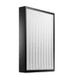 Air purifier replacement filter panel with fine pleats and dark outer casing
