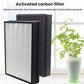 Air purifier replacement filter with activated carbon layer and pleated white media