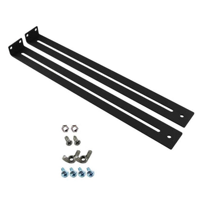 Black drawer reinforcement brackets with mounting screws and nuts, repair hardware kit