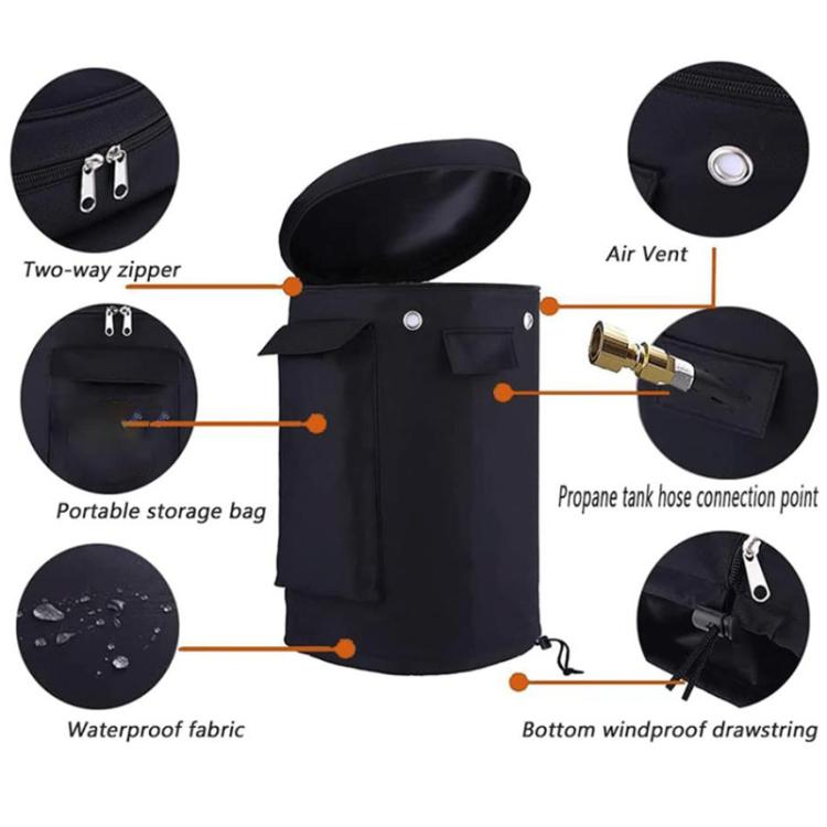 Waterproof Dustproof Propane Tank Cover Ventilated Gas Cylinder Protective Bag, Small, Large