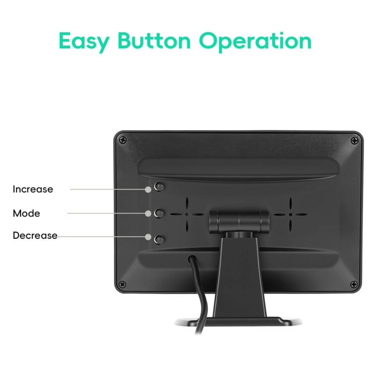 Car monitor back panel with control buttons and power cable connection