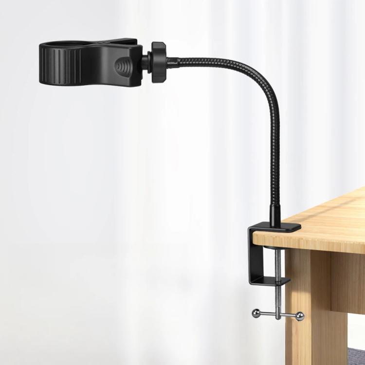 Flexible desk clamp holder with gooseneck arm and metal desk mounting bracket
