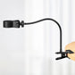 Flexible desk clamp holder with long black gooseneck and tabletop device clip