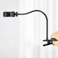 Flexible desk clamp holder with curved gooseneck and tabletop clip mount