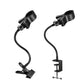 Flexible desk clamp holder set with two black clamp arms and gooseneck stands