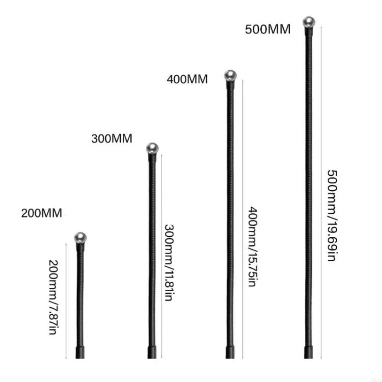 Flexible gooseneck desk clamp holder set with black rods, 200–500mm lengths