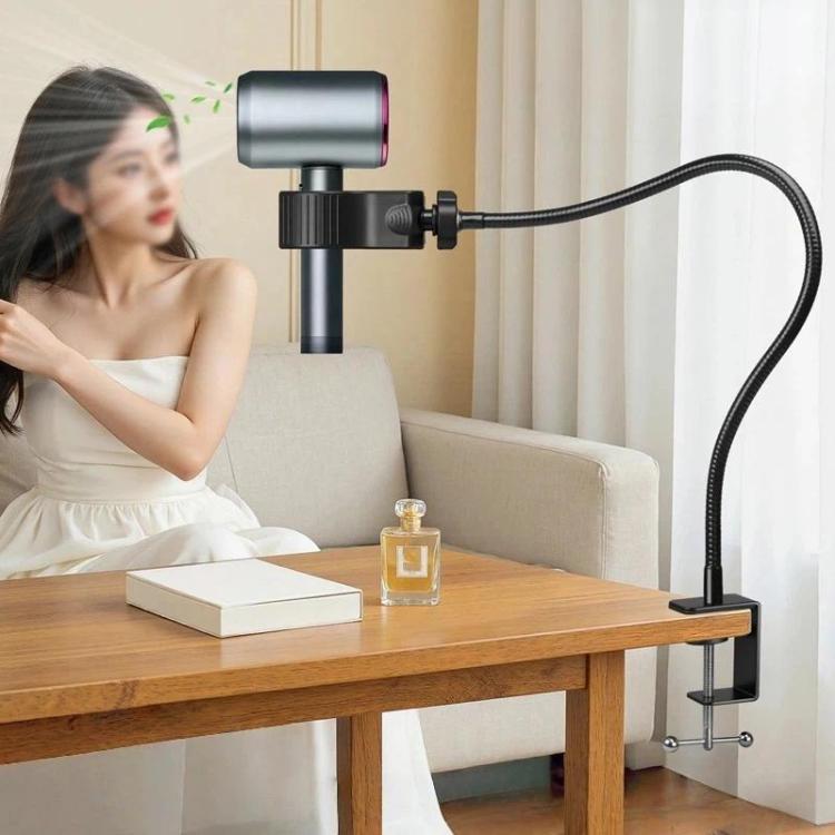 Flexible gooseneck desk clamp holder with adjustable arm on tabletop