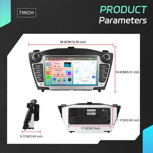 For Hyundai IX35 Car Central Control Screen Navigation Bluetooth Player, 4G+64G, 6G+128G