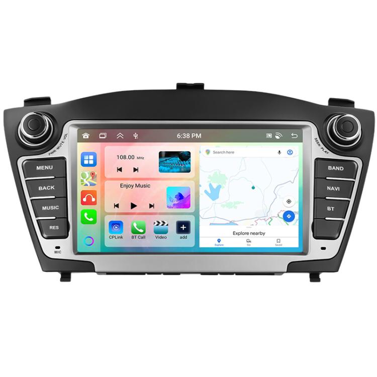 7-inch car central control screen receiver with black bezel, front controls and display
