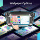 Car head unit with touchscreen map and colorful wallpaper app icons