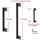 Black L-shaped door latch protector, 7 and 11 inch sizes, with mounting screws