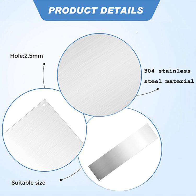 304 stainless steel metal door kick plate protector with mounting holes and size fit
