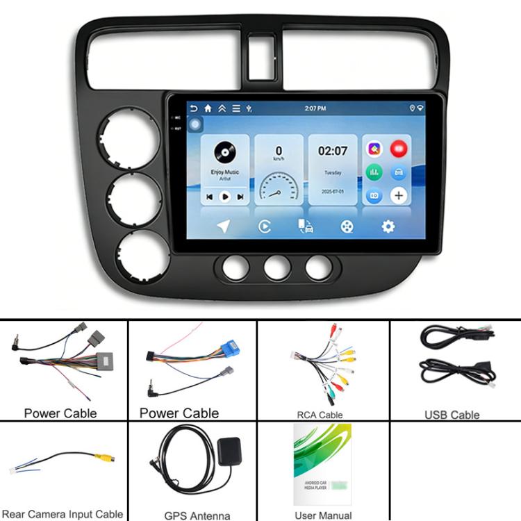 Car Android central control screen with touchscreen plus included wiring and accessory cables