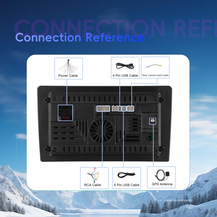 Car stereo back panel with wiring ports, USB connectors, and fan vent