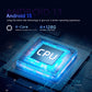 Android car CPU display screen with blue-lit processor graphic on dark panel