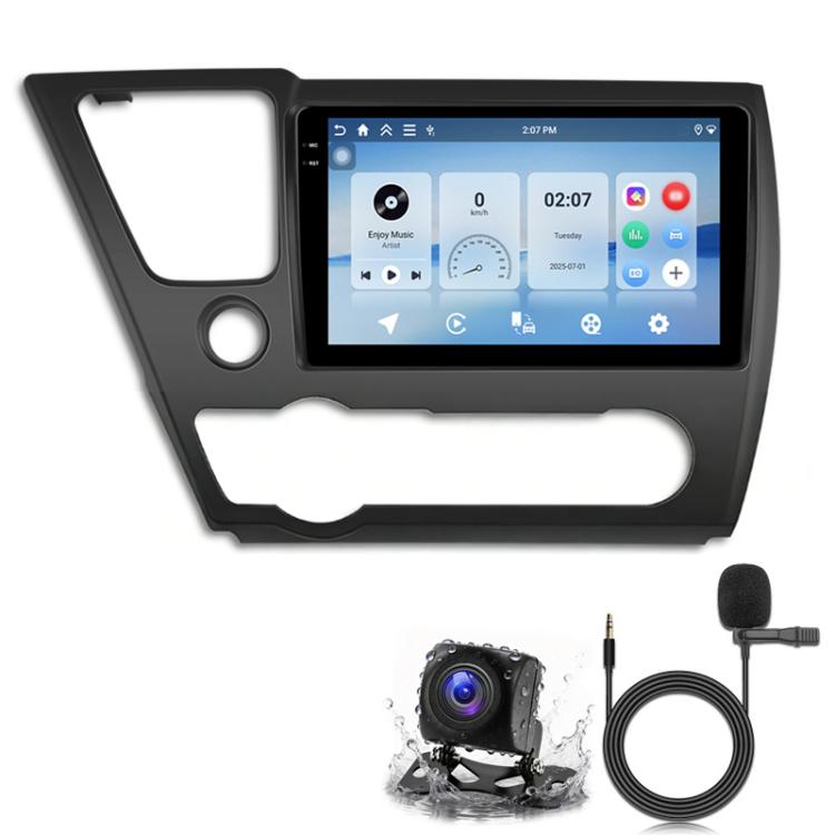 Android car stereo touchscreen with backup camera and microphone accessory set