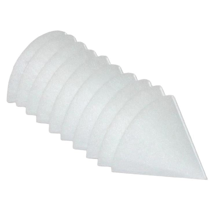 Tapered ventilation exhaust valve filter, white ridged foam pieces set